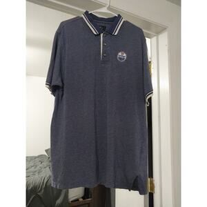 Edmonton Oils Starter Mens Size Xl Polo Shirt Blue White Collared